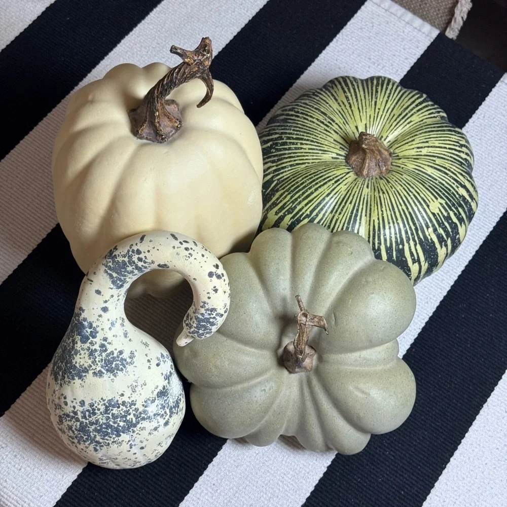 Pottery Barn Oversized White Rustic Halloween Pumpkin- 7.5”